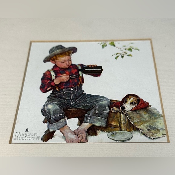 Two Vintage Norman Rockwell Boy with Dog Matted Prints (Free Gift?) - Picture 3 of 10